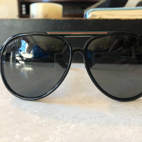 GUCCI BLACK UNISEX AVIATOR SUNGLASSES LOGO STRIPE main image 5